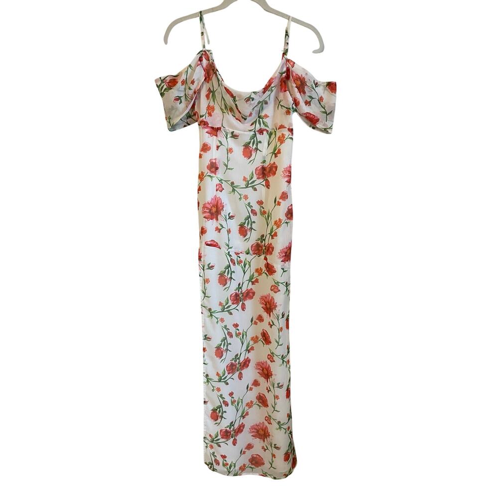 Hello Molly Maxi Dress Sz XS Rose Reverie Off The Shoulder  Floral Lined Flowy - Picture 2 of 11